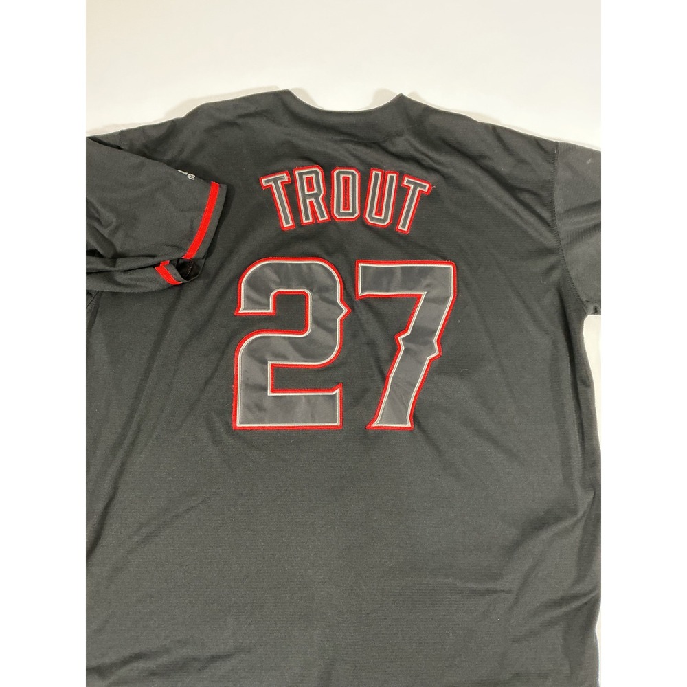 Majestic Mike Trout LA Angels Black Jersey Men's #27 Size XL
